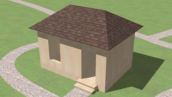 Roof with four sloping side